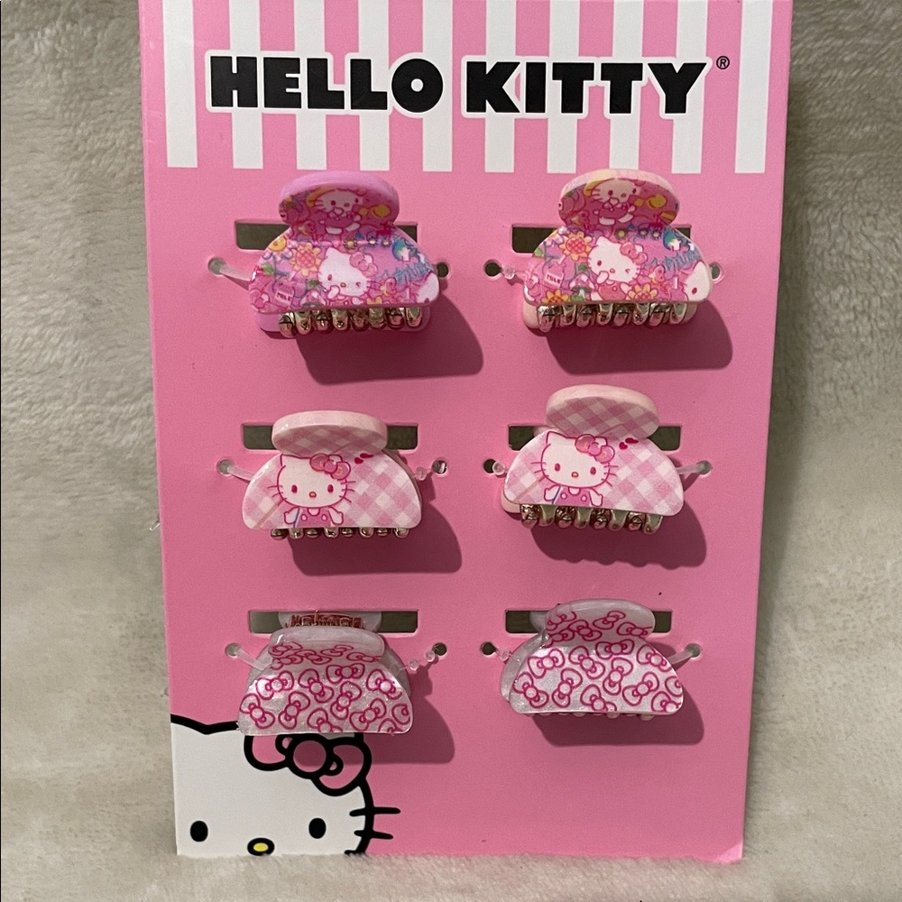NEW Hello Kitty Pink Patterned Hair Clips